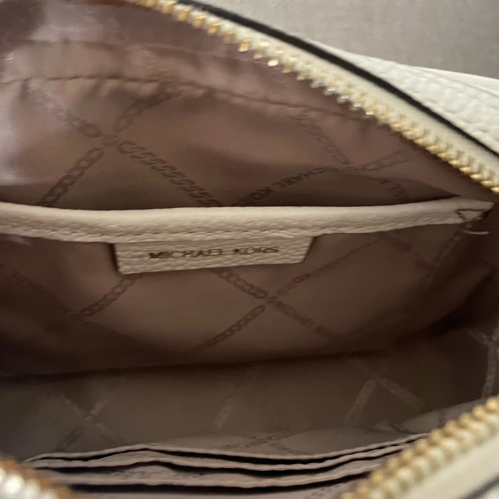 Michael Kors White Pebbled Leather Crossbody with Tassel